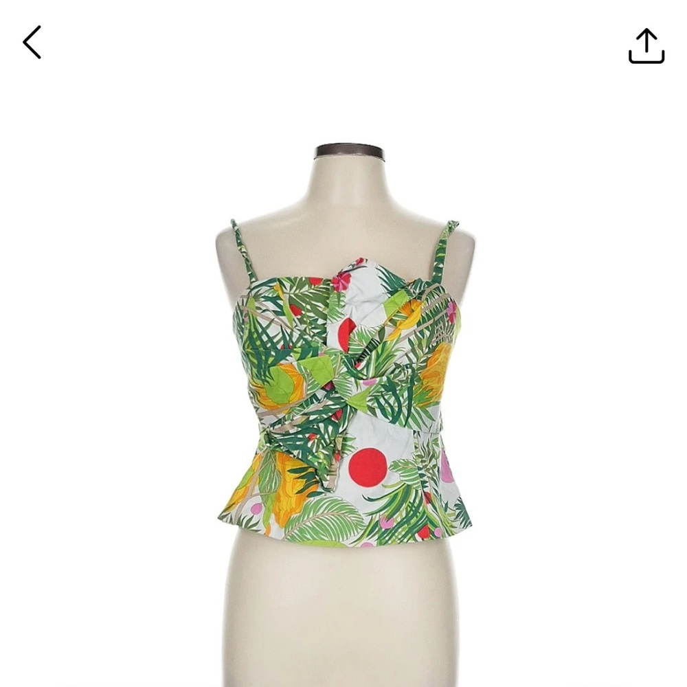 Tropical Print Bustier Top Trina Turk 14 - missing one strap